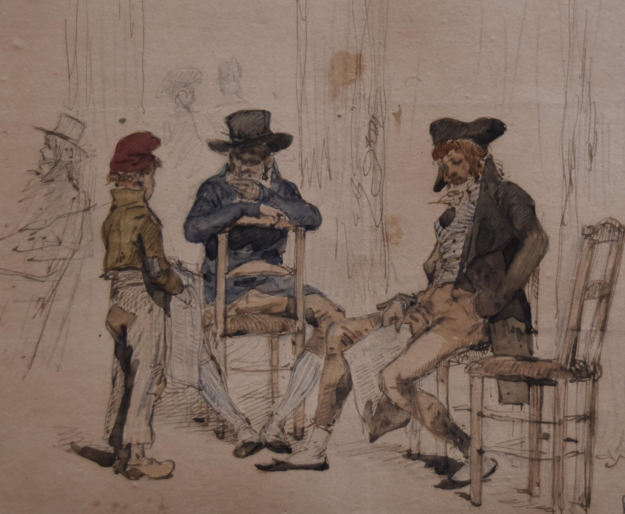 The Young Paperboy, aquarelle signée Edouard Detaille (1848 1912)  - Académique Art par Jean Baptiste Édouard Detaille