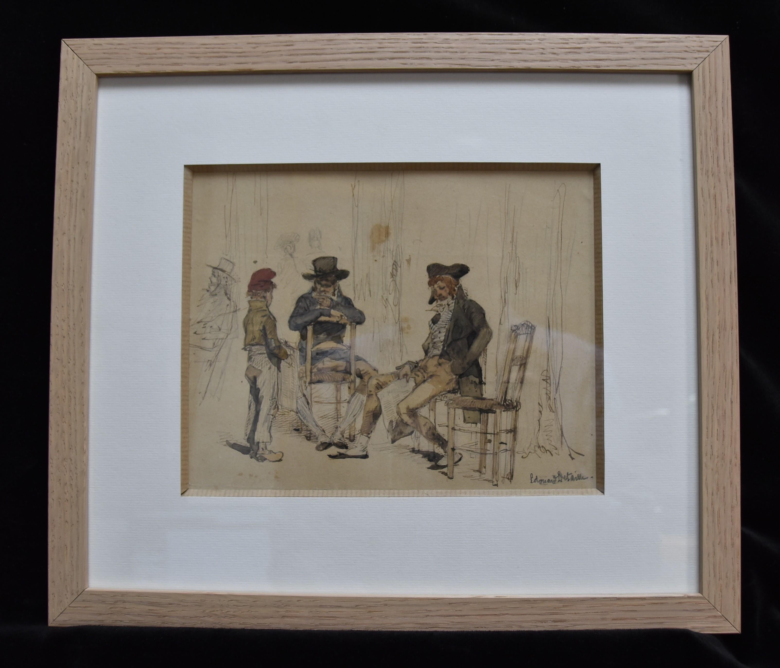 The Young Paperboy, aquarelle signée Edouard Detaille (1848 1912)  - Art de Jean Baptiste Édouard Detaille