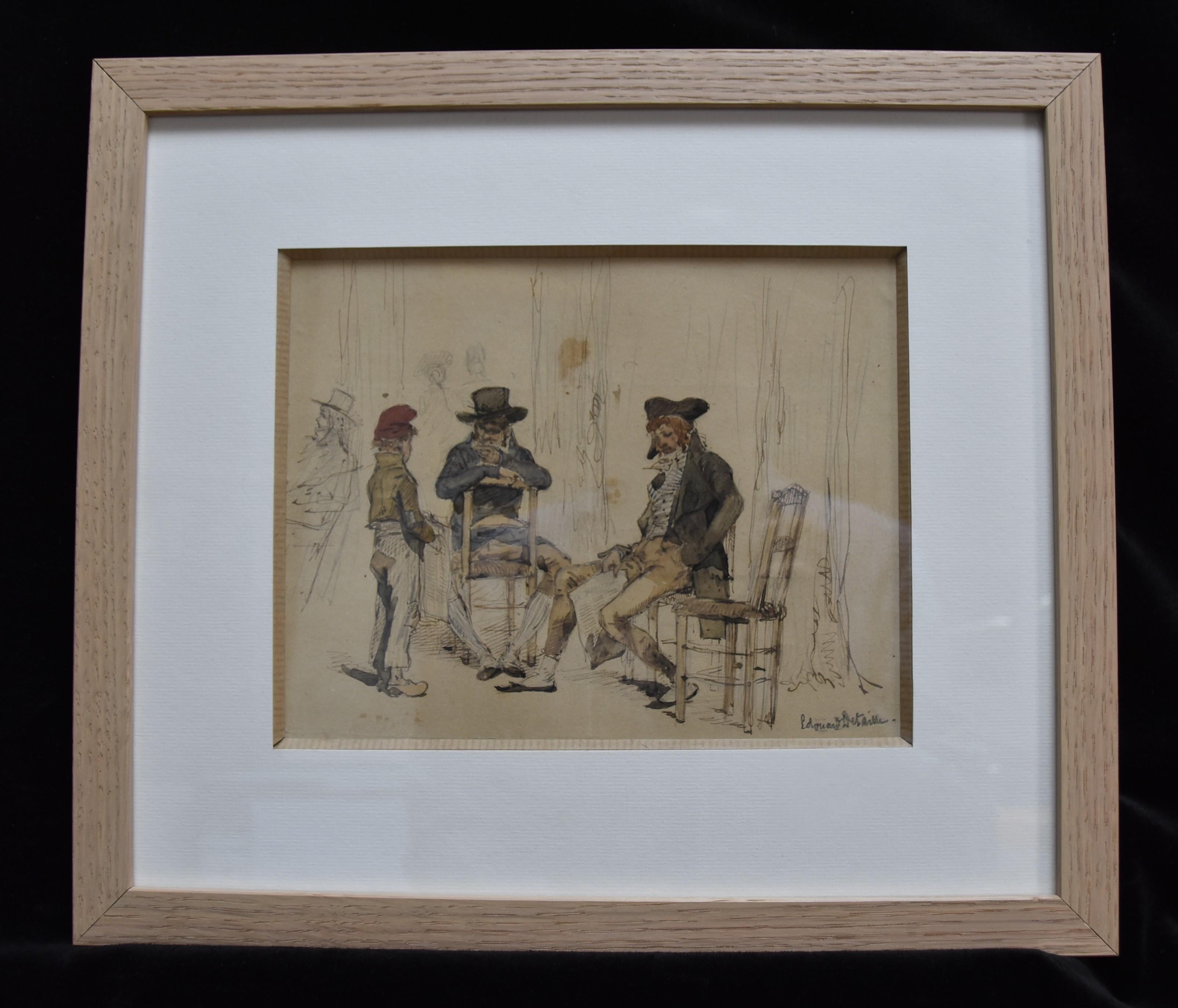 Edouard Detaille (1848 1912), The Young Paperboy, signed watercolor - Art by Jean Baptiste Édouard Detaille