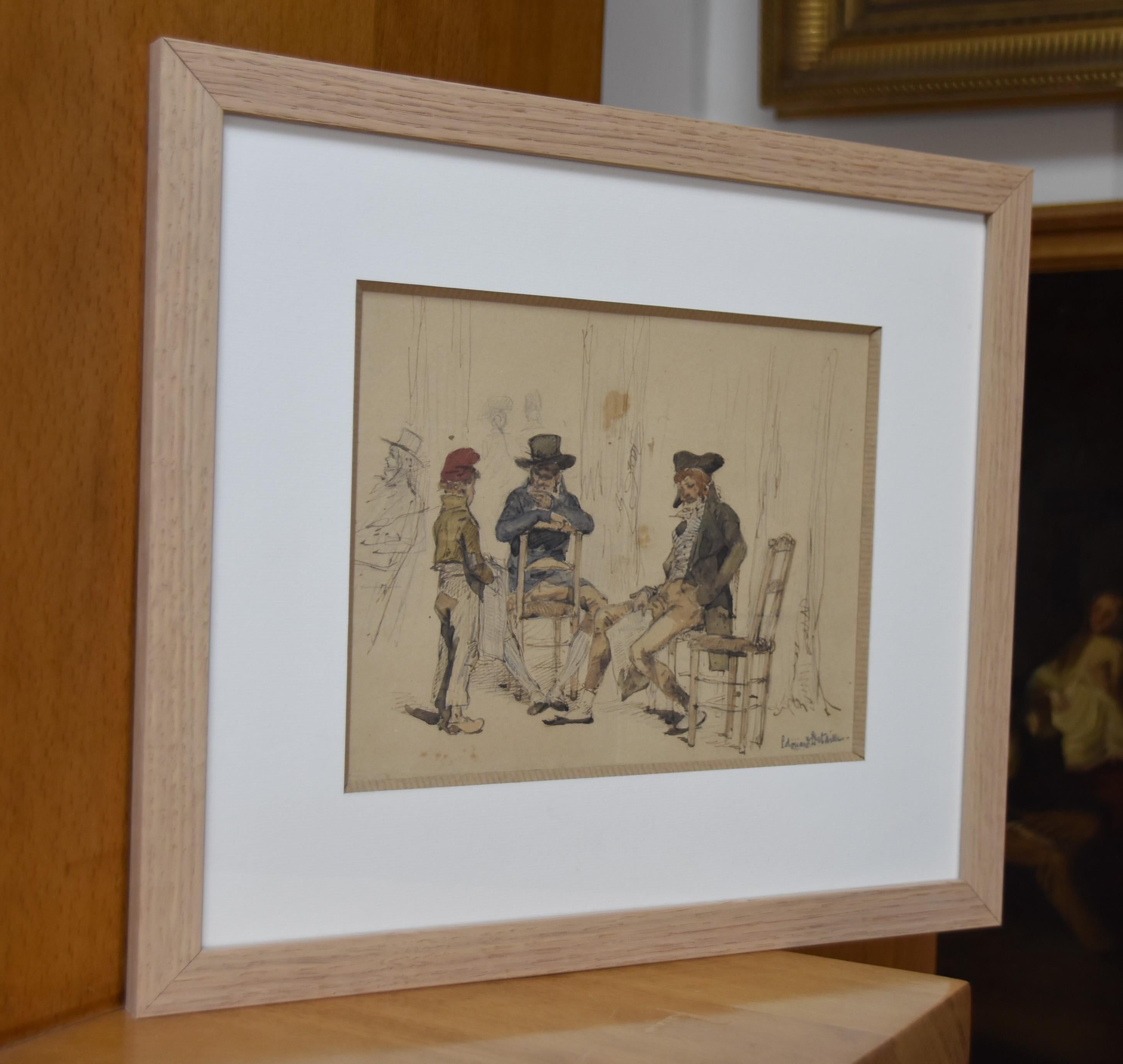 Edouard Detaille (1848 1912), The Young Paperboy, signed watercolor For Sale 2