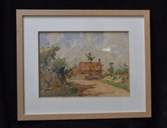 Paul Emile Lecomte (1877-1950) A Thatched cottage landscape, signed watercolor