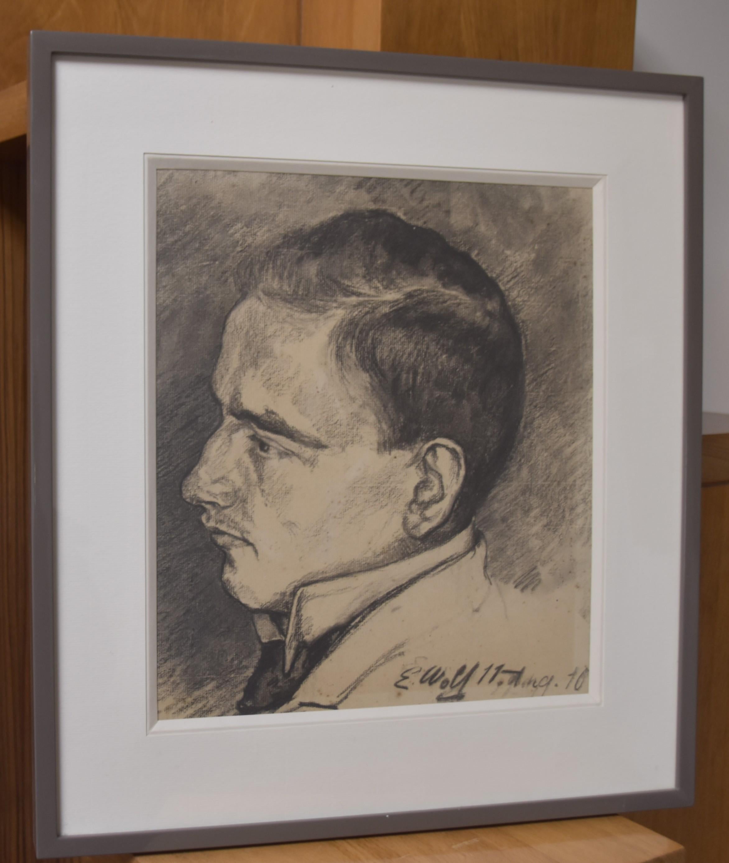 Elisabeth Wolf (1873-1964) Portrait of a man, 1910, signed drawing 3
