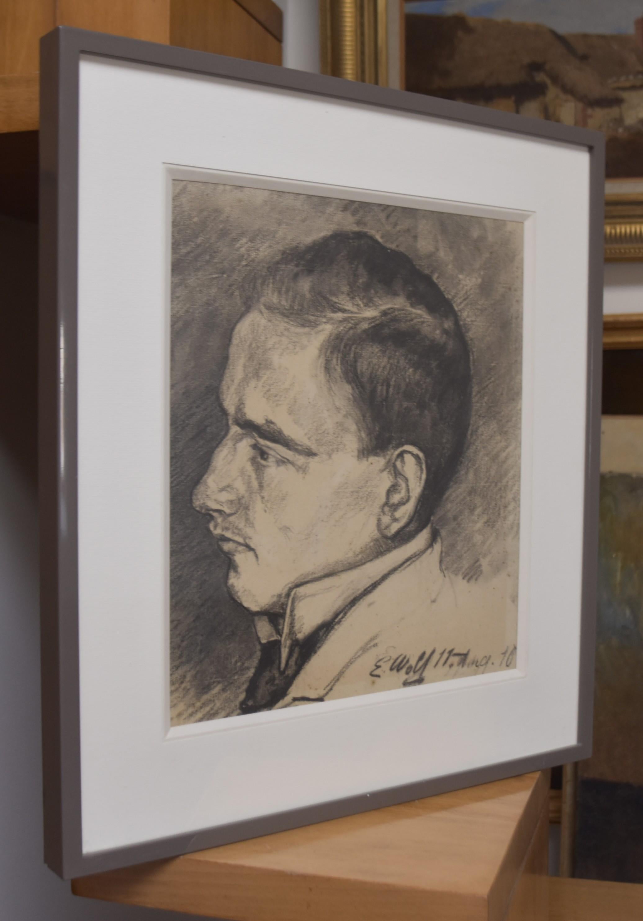 Elisabeth Wolf (1873-1964) Portrait of a man, 1910, signed drawing 8
