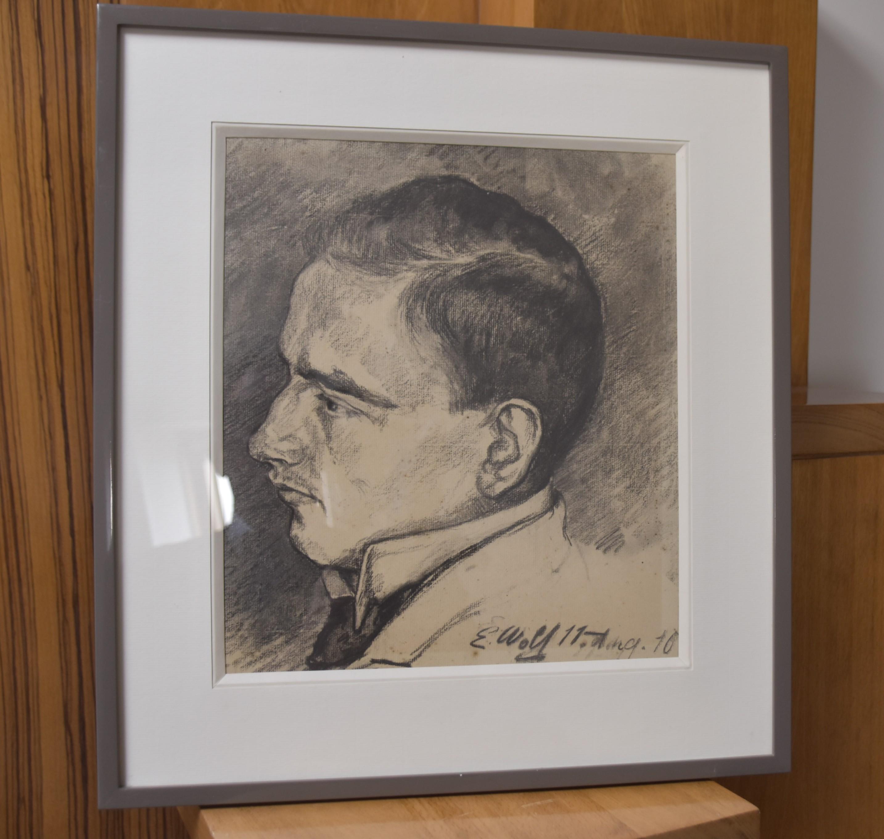 Elisabeth Wolf (1873-1964) Portrait of a man, 1910, signed drawing 4
