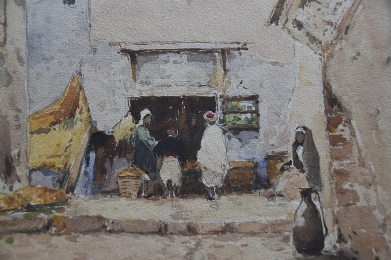 Paul Lecomte (1842-1920)
A market in North Africa
Signed lower left
Watercolor on paper
30 x 28 cm
in good condition, except the upper right which part which is a bit damaged (see photographs please)
Framed :  38 x 36 cm, beautiful period frame, a