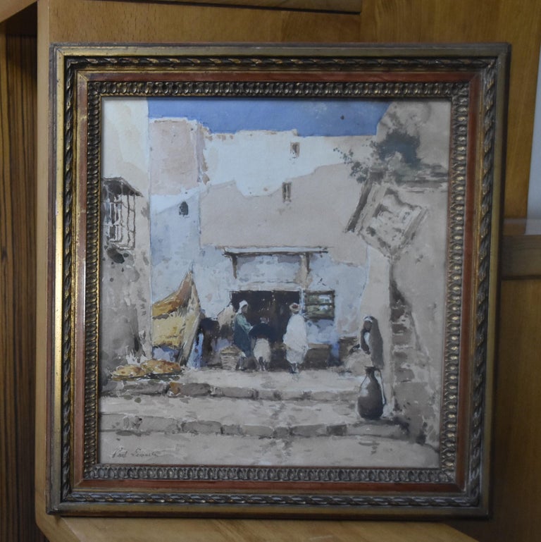 Paul Lecomte (1842-1920) A market in North africa, watercolor For Sale 5