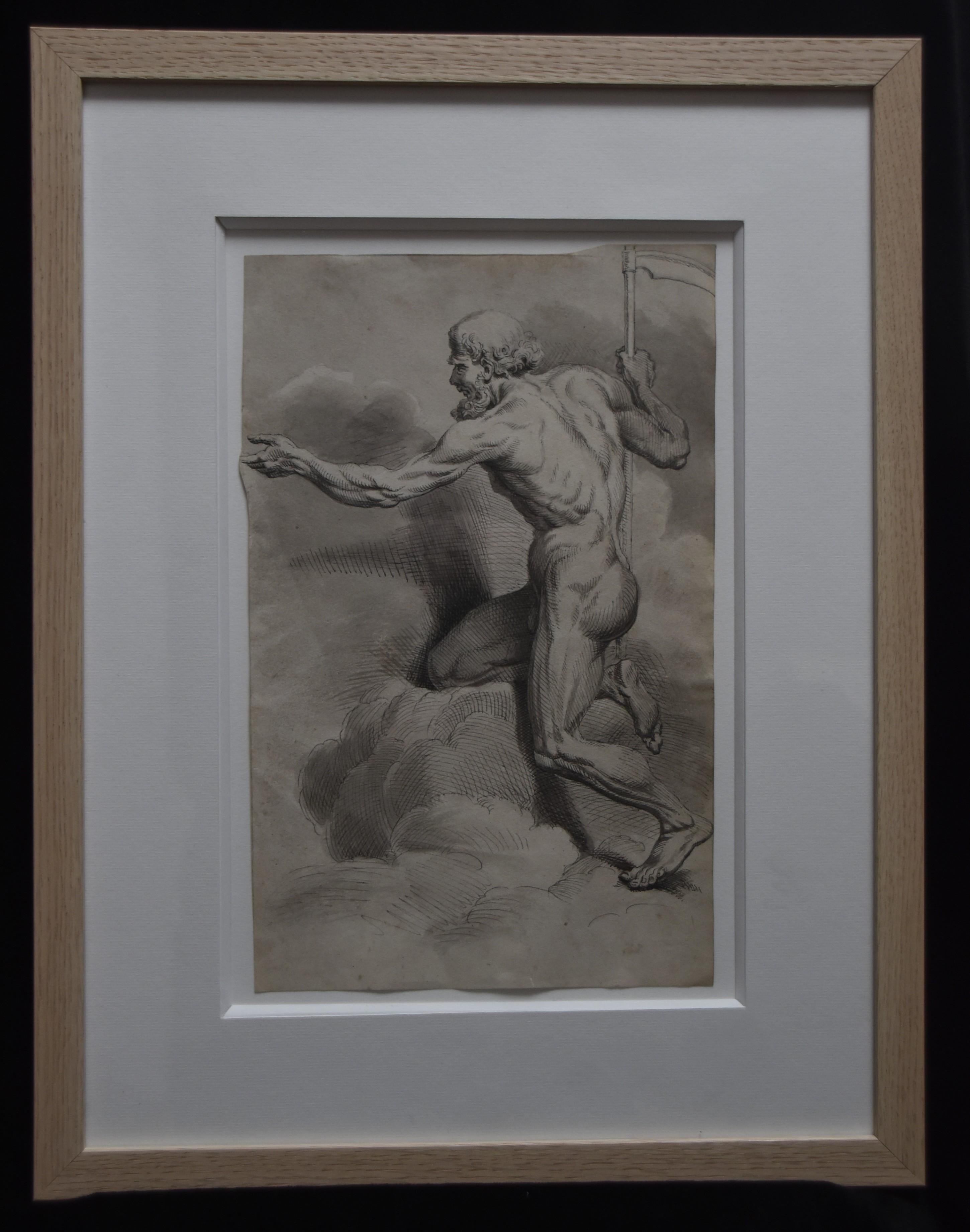 French Neo classical school, Allegory of Time, original drawing - Art by Unknown