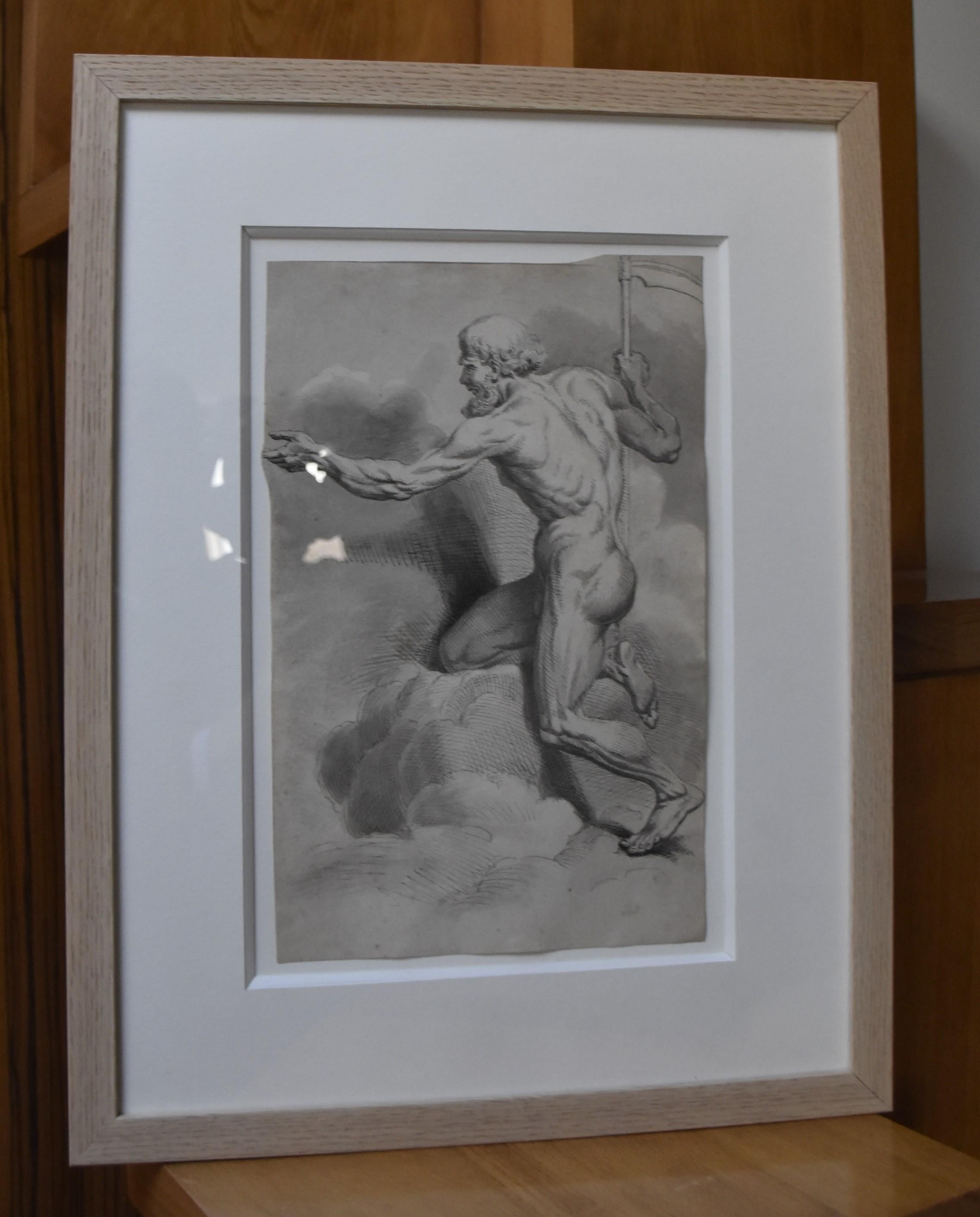French Neo classical school, Allegory of Time, original drawing - Old Masters Art by Unknown