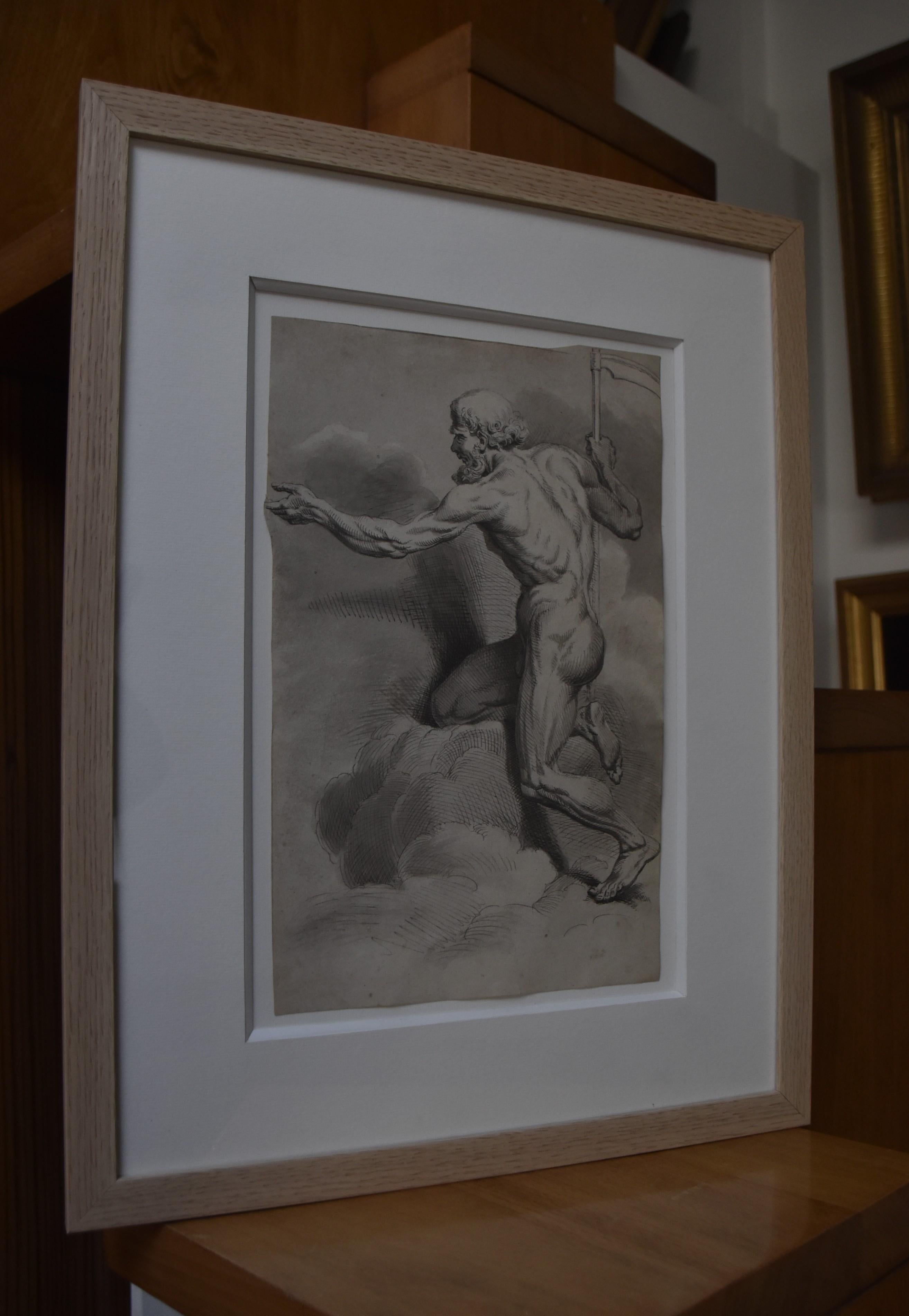 French Neo classical school, Allegory of Time, original drawing For Sale 1