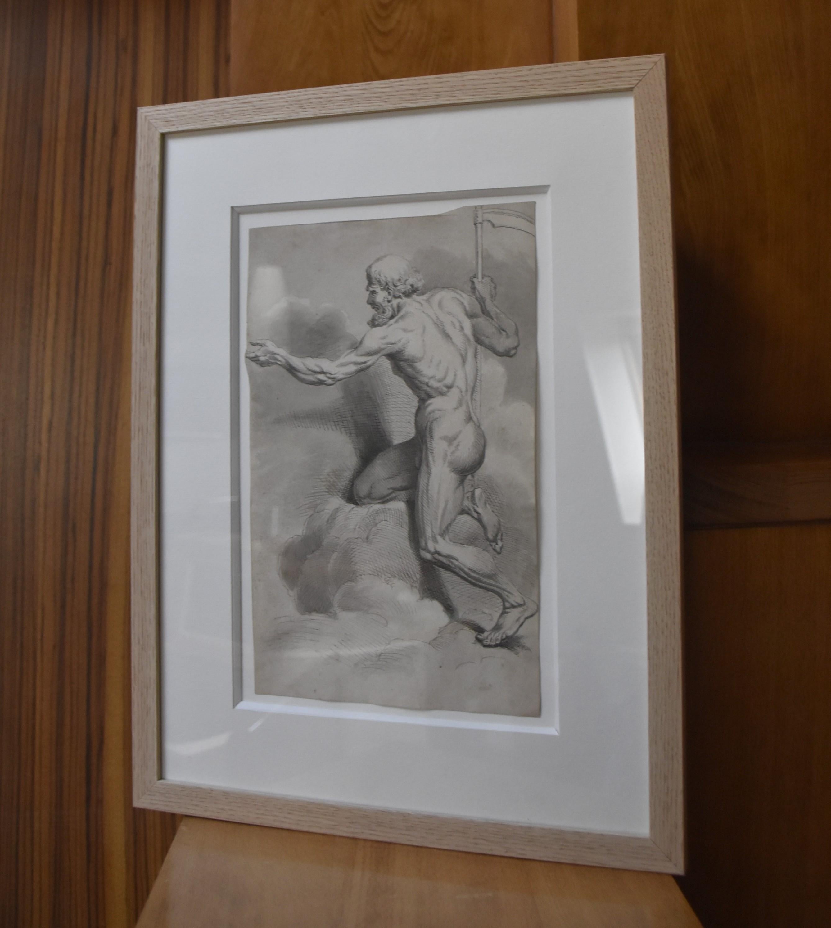 French Neo classical school, Allegory of Time, original drawing For Sale 2