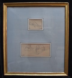 Antique Charles Emile JACQUE (Paris 1813 - 1894) Studies of women, two signed drawings