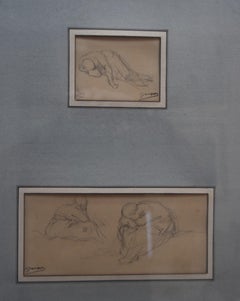 Charles Emile JACQUE (Paris 1813 - 1894) Studies of women, two signed drawings