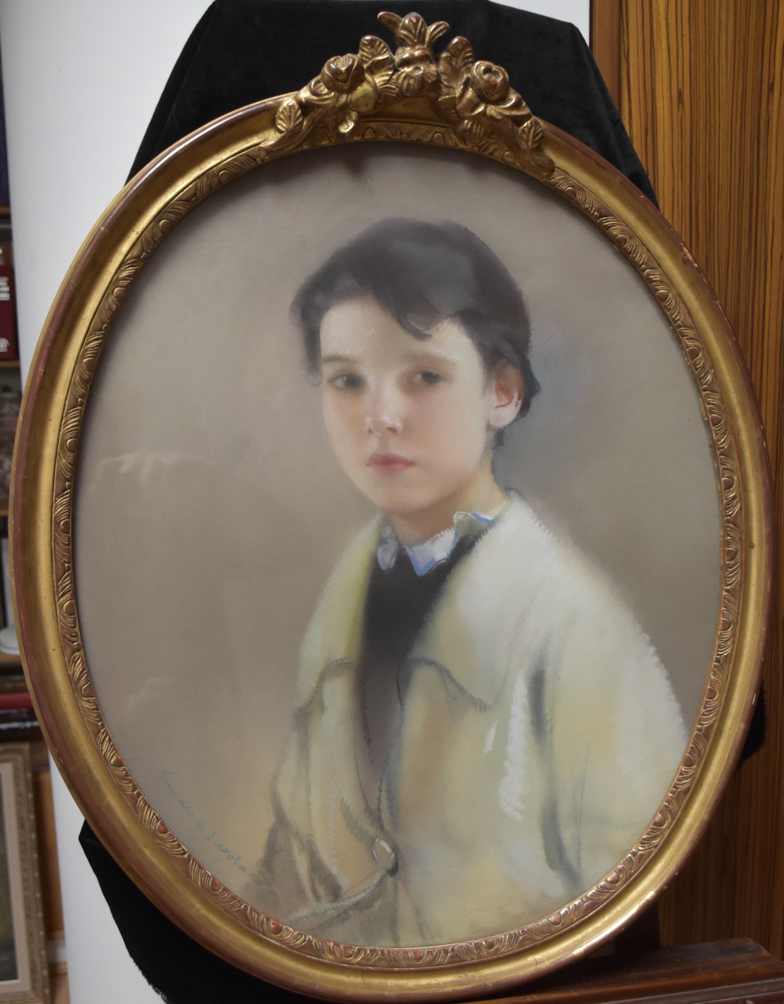 L V Guirand de Scevola (1871-1950) Portrait of a young boy Signed pastel 3