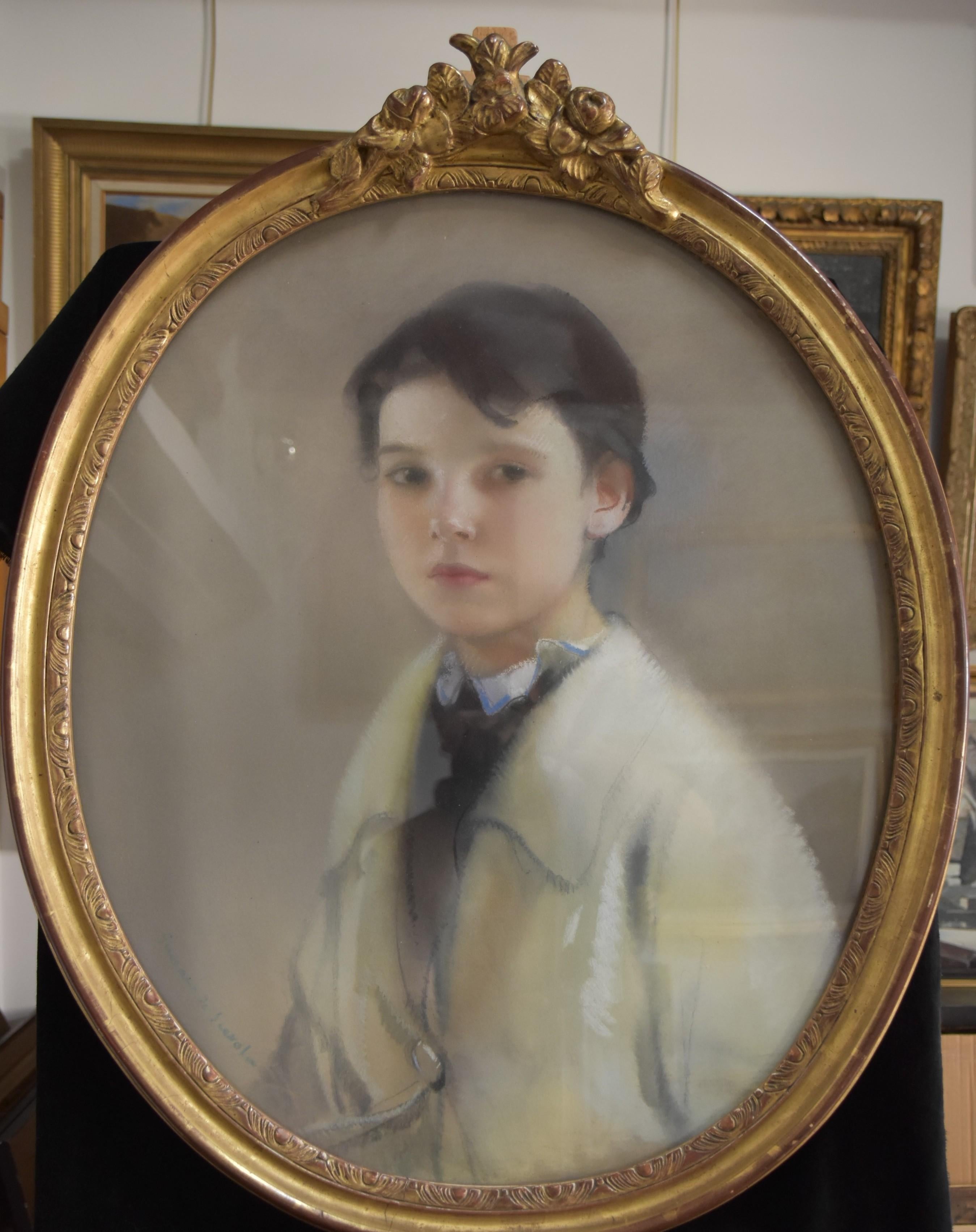 L V Guirand de Scevola (1871-1950) Portrait of a young boy Signed pastel - Art by Lucien-Victor Guirand de Scévola