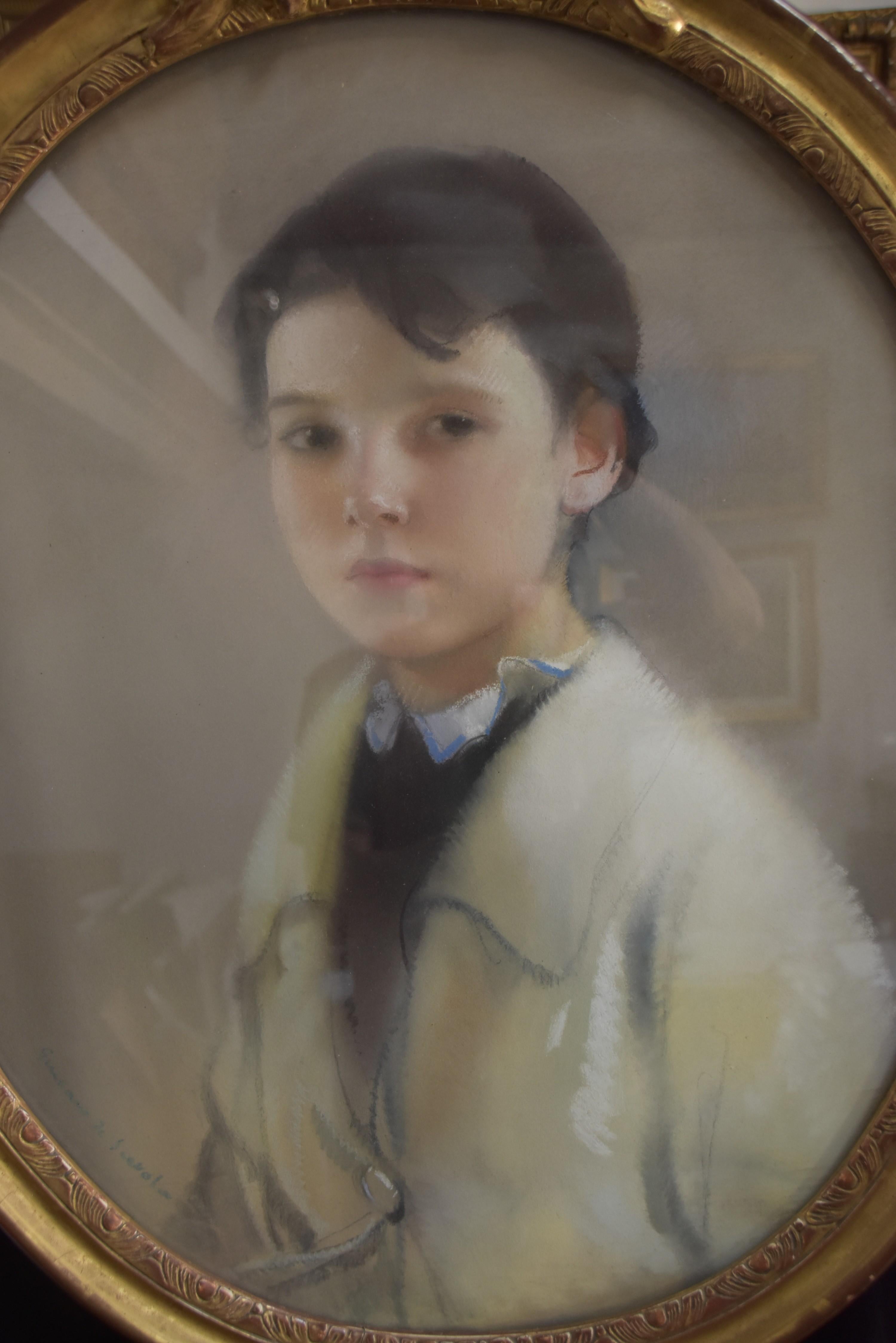 L V Guirand de Scevola (1871-1950) Portrait of a young boy Signed pastel 4