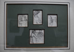 French school, circa 1900, Studies of characters, four drawings