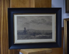 Auguste Allongé (1833-1898) A Landscape, signed charcoal drawing