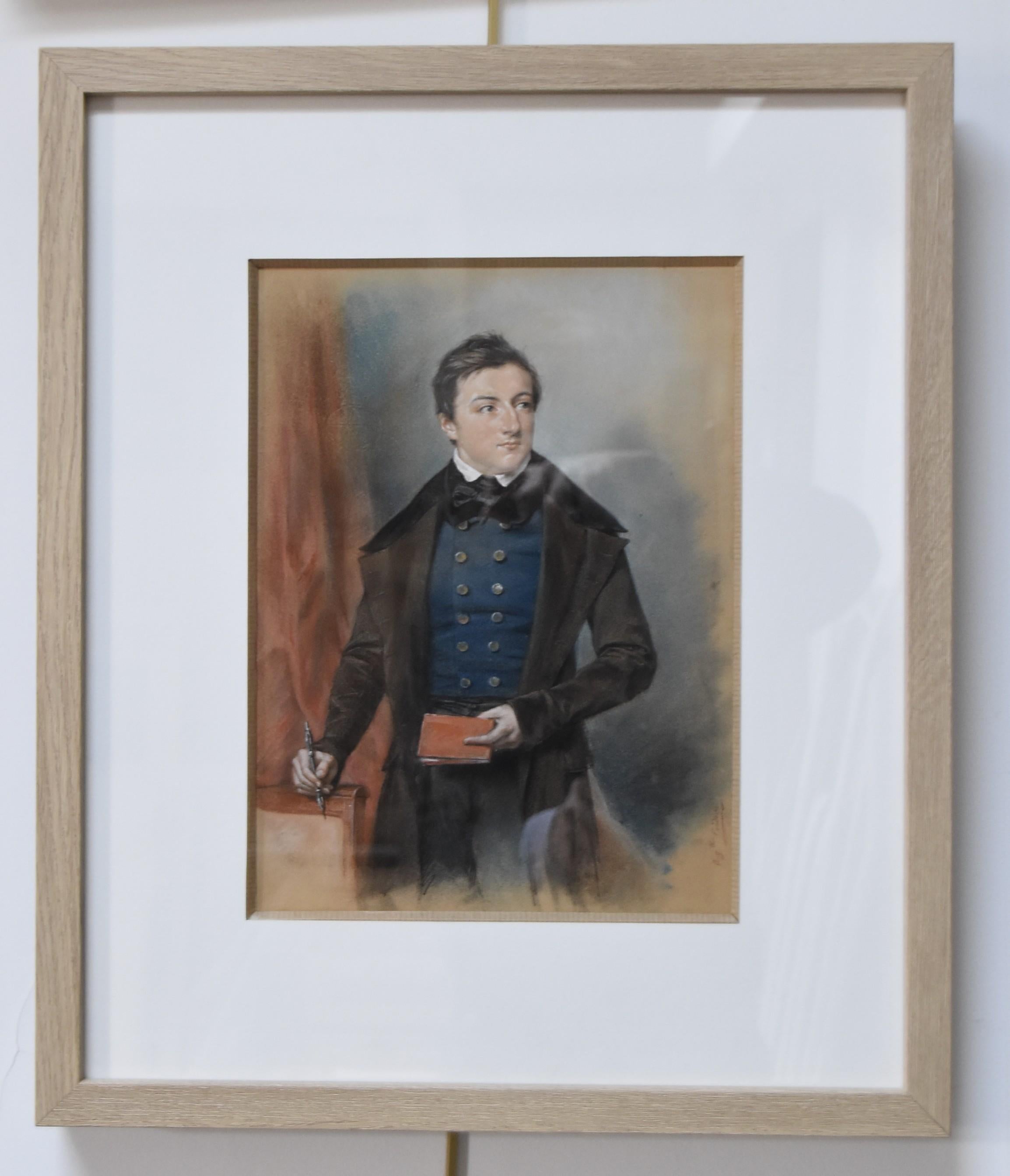 Louis Charles Auguste Couder (1789-1873)  Porträt eines jungen Mannes, signiert in Pastell im Angebot 1