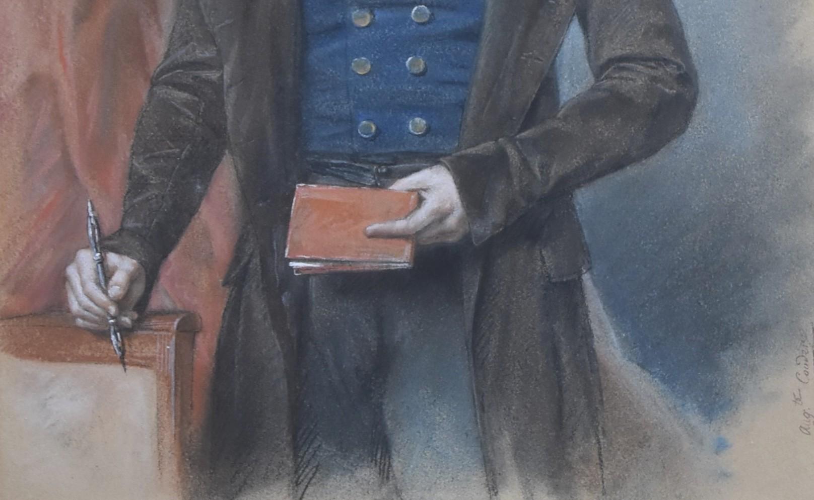 Louis Charles Auguste Couder (1789-1873)  Porträt eines jungen Mannes, signiert in Pastell im Angebot 3