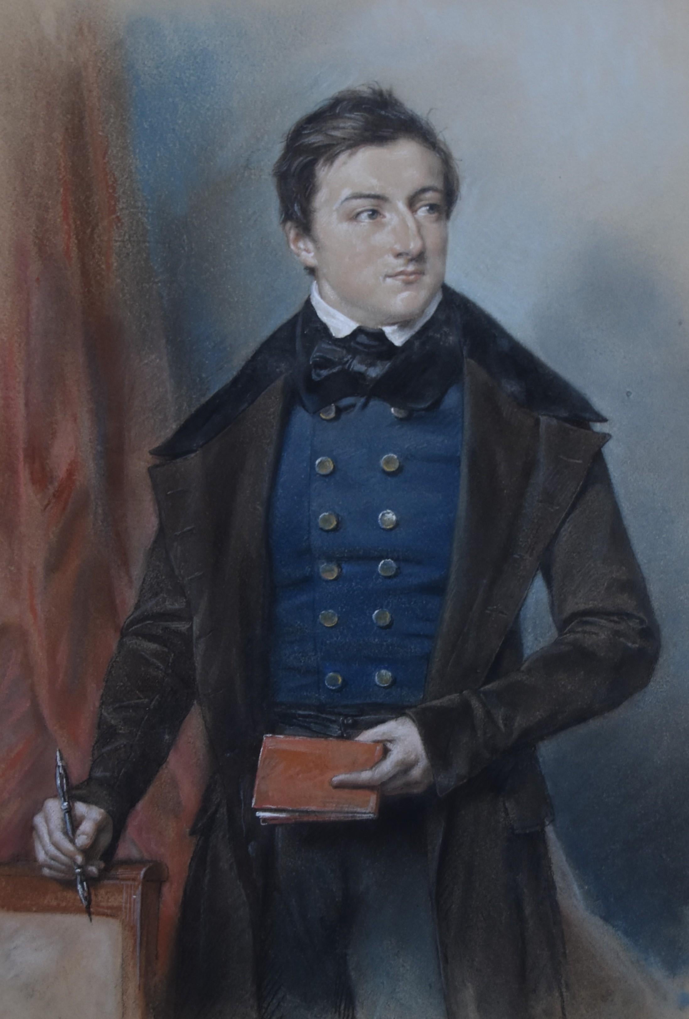 Louis Charles Auguste Couder (1789-1873)  Porträt eines jungen Mannes, signiert in Pastell im Angebot 2