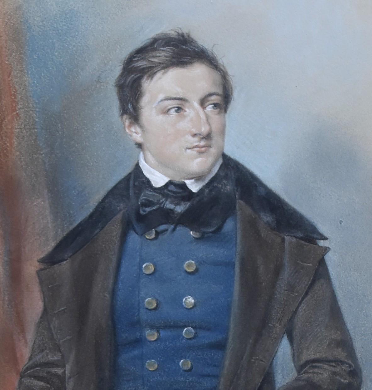 Louis Charles Auguste Couder (1789-1873)  Portrait of a young man, signed pastel For Sale 6