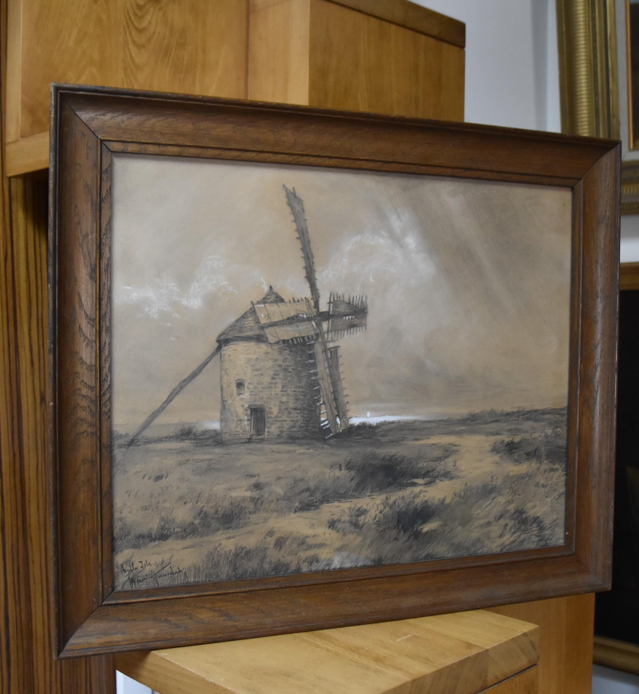 Henri Jourdain (1864-1931) Un moulin à Belle Île en Mer, dessin signé 4