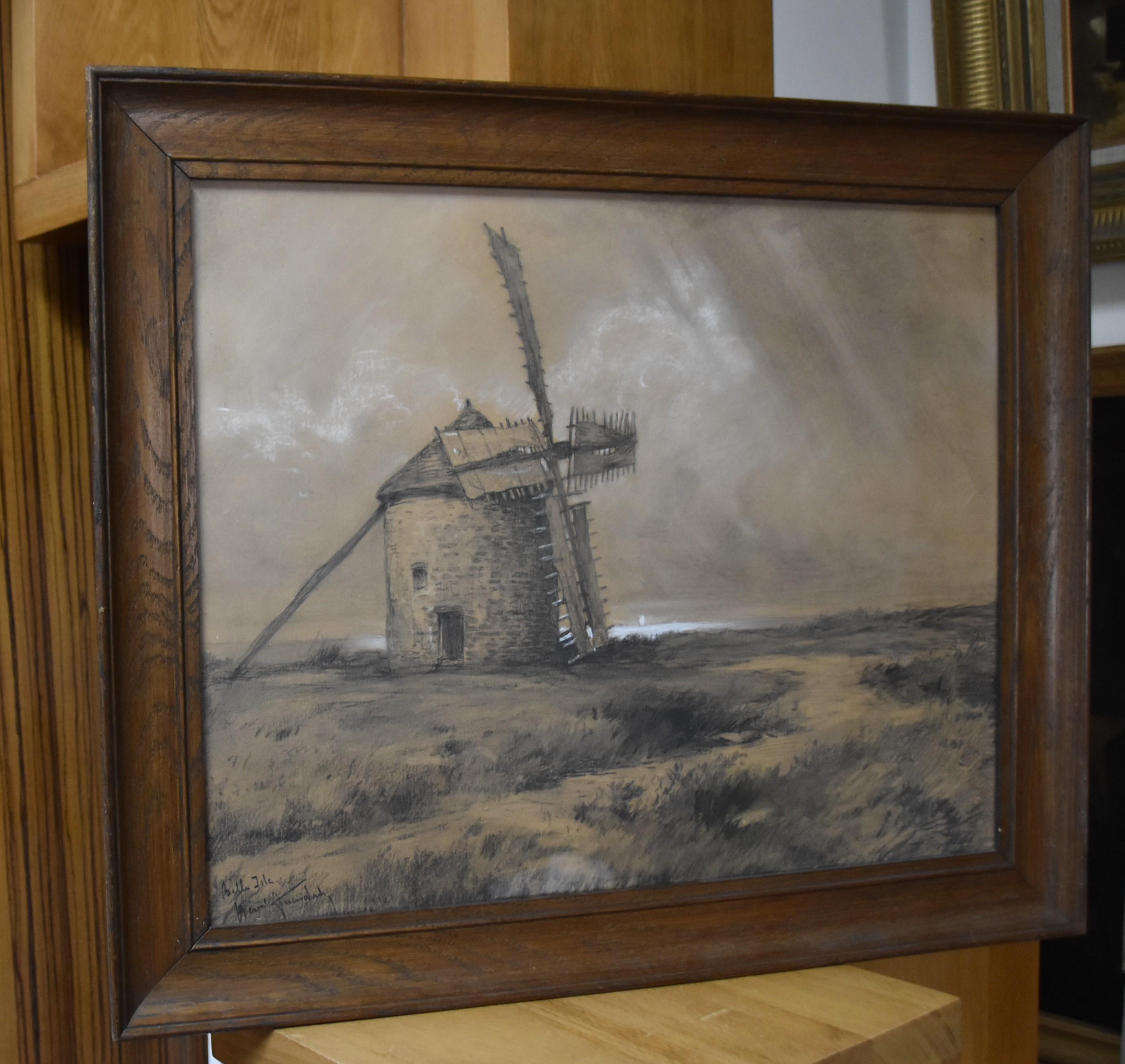 Henri Jourdain (1864-1931) Un moulin à Belle Île en Mer, dessin signé 7