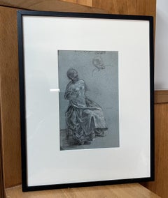 Attributed to Eugene Deully (1866-1933) A sitting woman, study, drawing