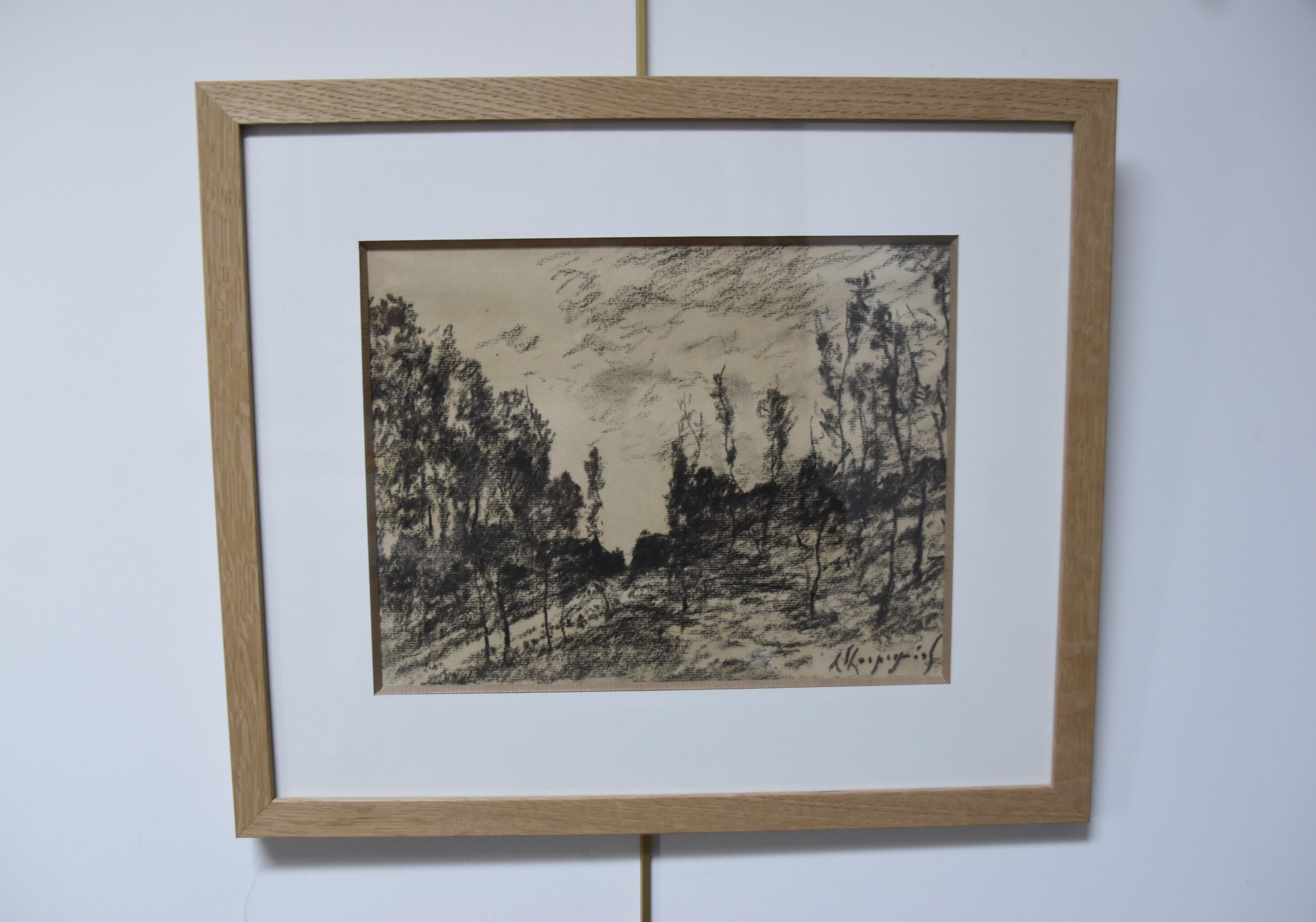Henri Harpignies (1819-1916) A forest landscape, signed drawing - Art by Henri Joseph Harpignies