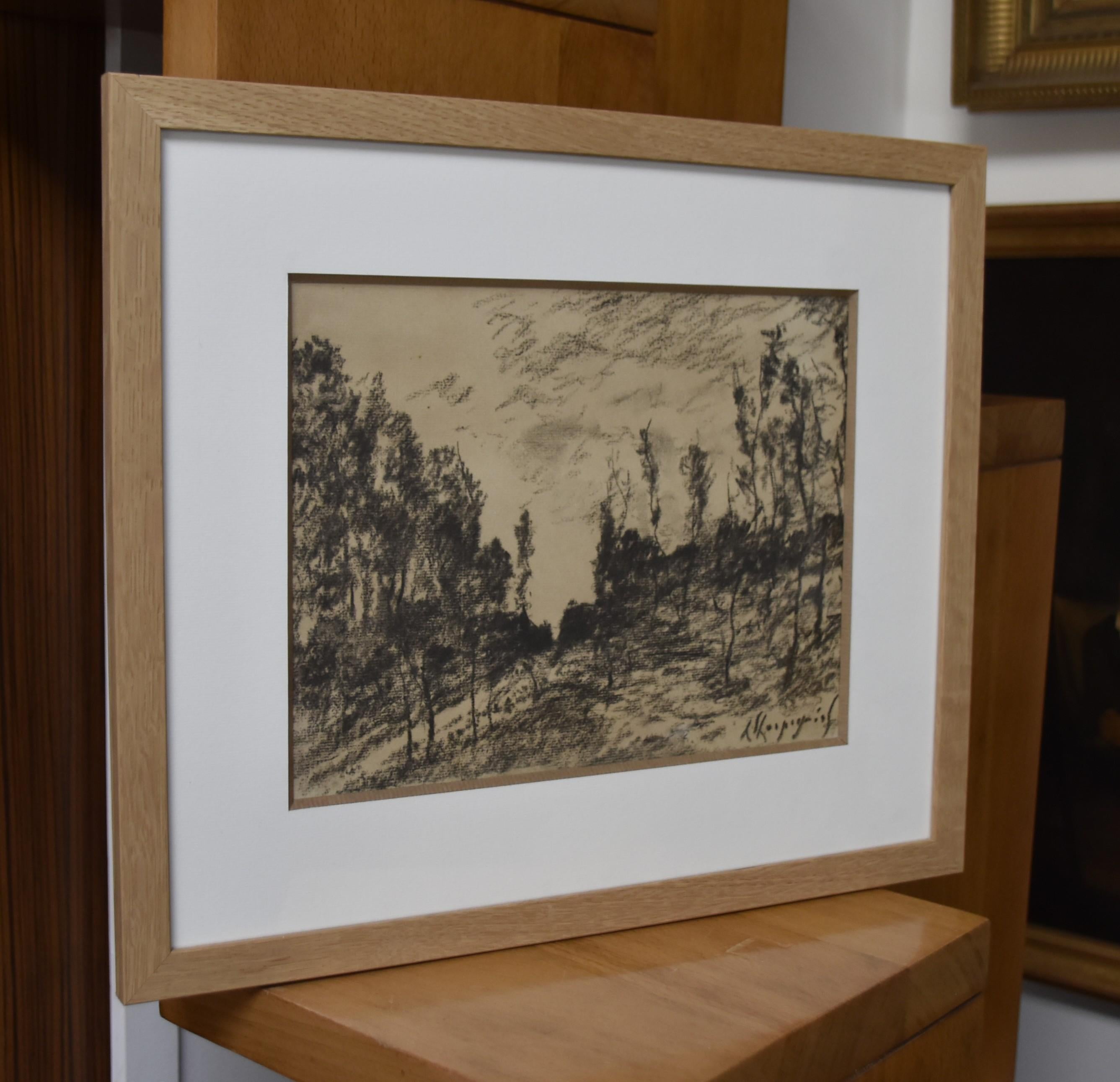 Henri Harpignies (1819-1916) Paysage de forêt, dessin signé 5