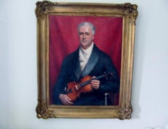 Portrait Of Claude Tryon With A Violin -20th century, oil, portrait painting