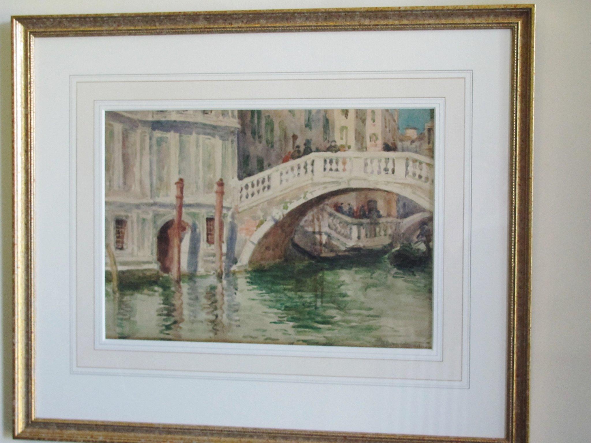 Venice Canal, Italy, landscape  - 20th century, watercolour.Helen Donald Smith For Sale 1