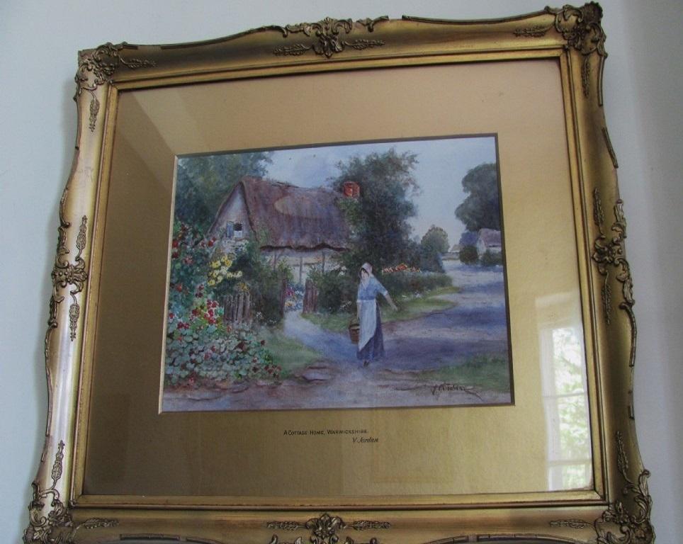 Warwickshire Country Cottage - watercolour, 19th century,  landscape  - Naturalistic Painting by Unknown