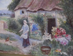 Antique  Surrey Country Cottage scene - 19th Century, watercolour, landscape painting