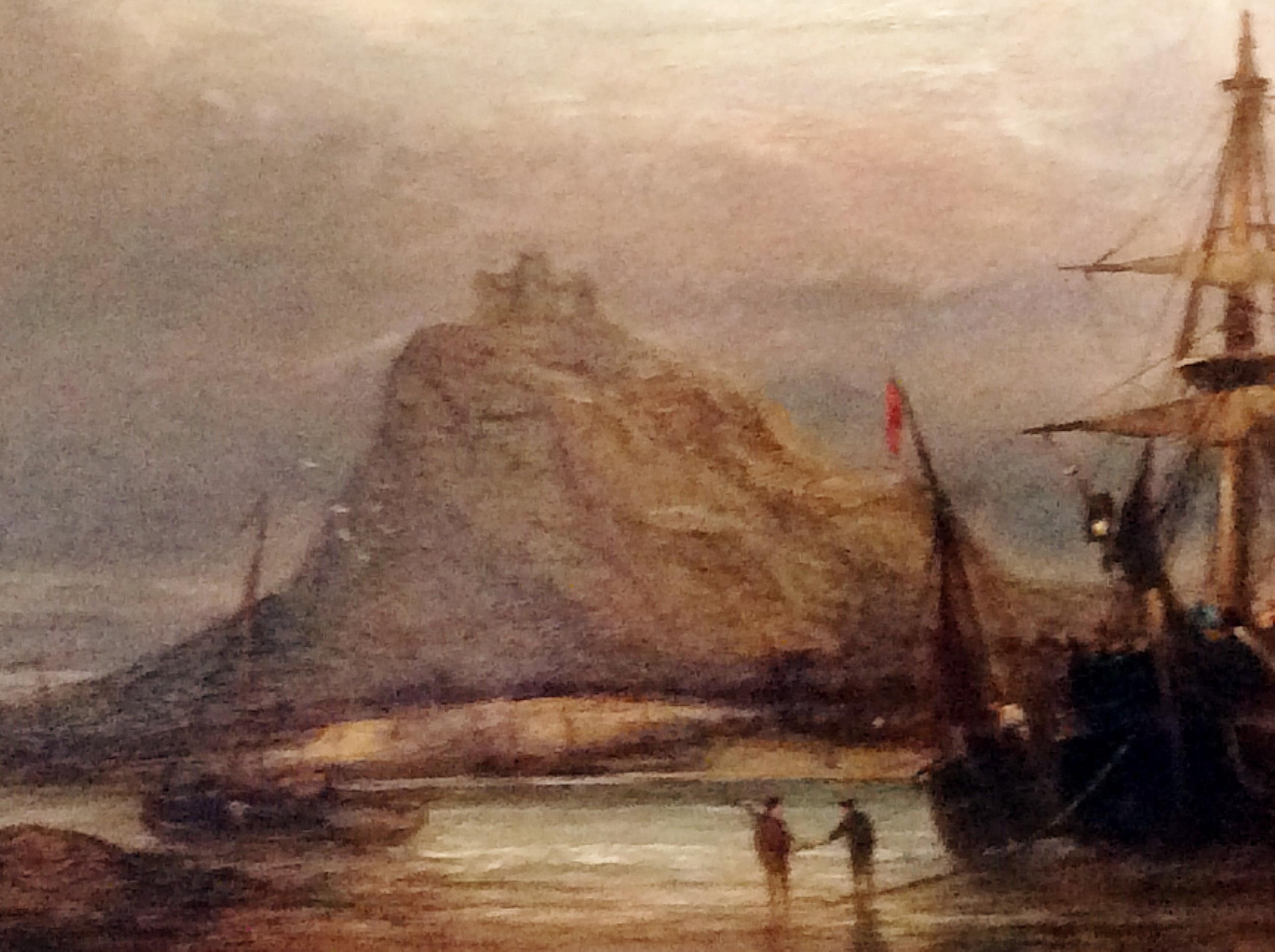 St Michael's Mount, Cornwall - 19th century, old master, oil, Seascape painting For Sale 2
