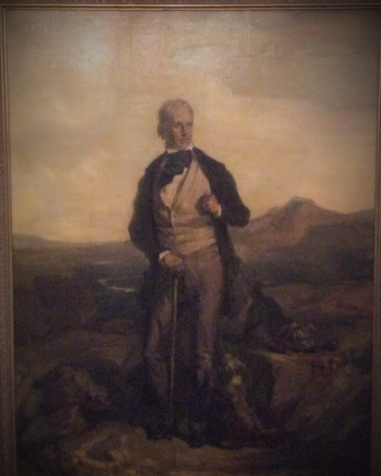 Portrait of Sir Walter Scott - 19th Century Oil, portrait painting, old master - Black Portrait Painting by Unknown