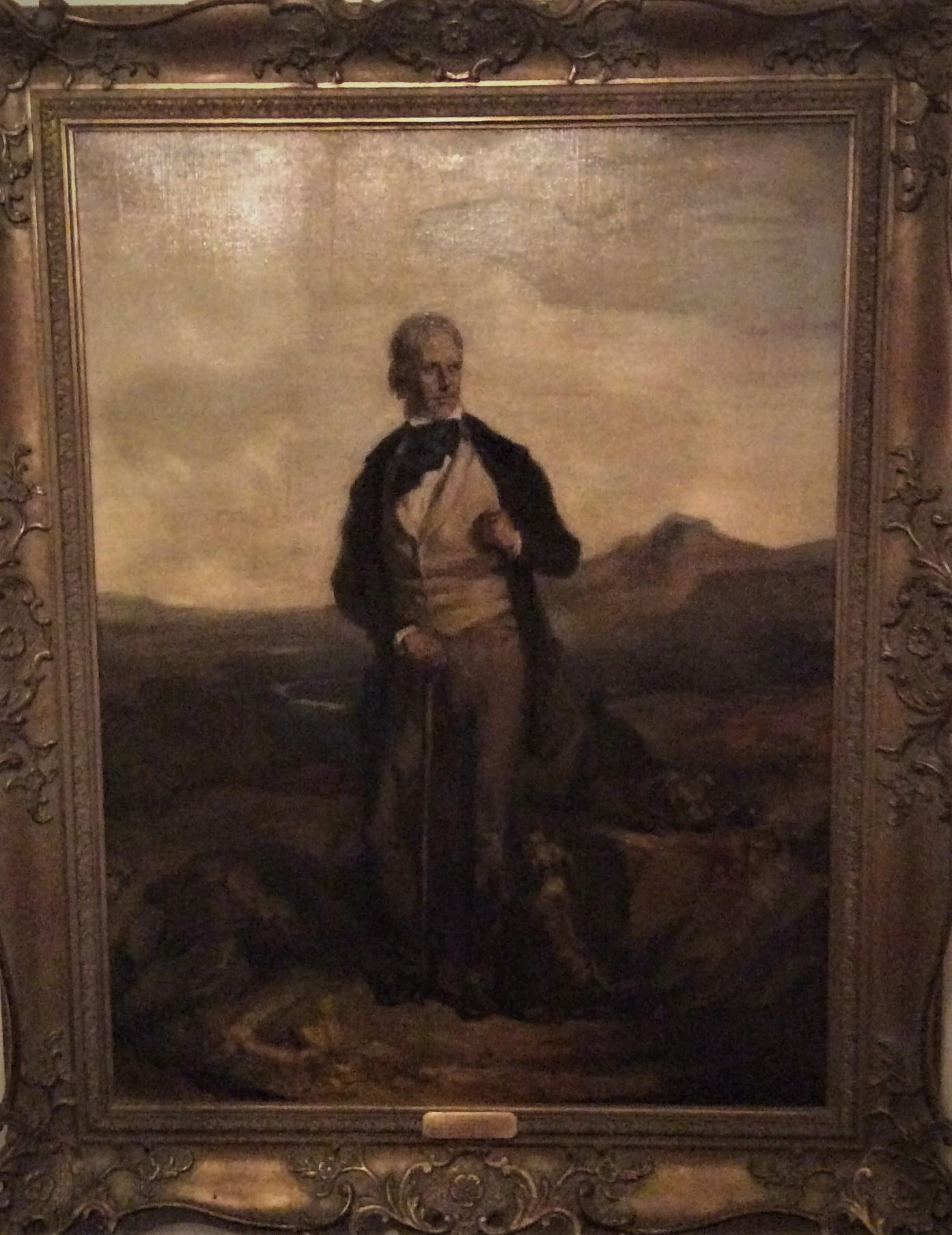 Unknown Portrait Painting - Portrait of Sir Walter Scott - 19th Century Oil, portrait painting, old master