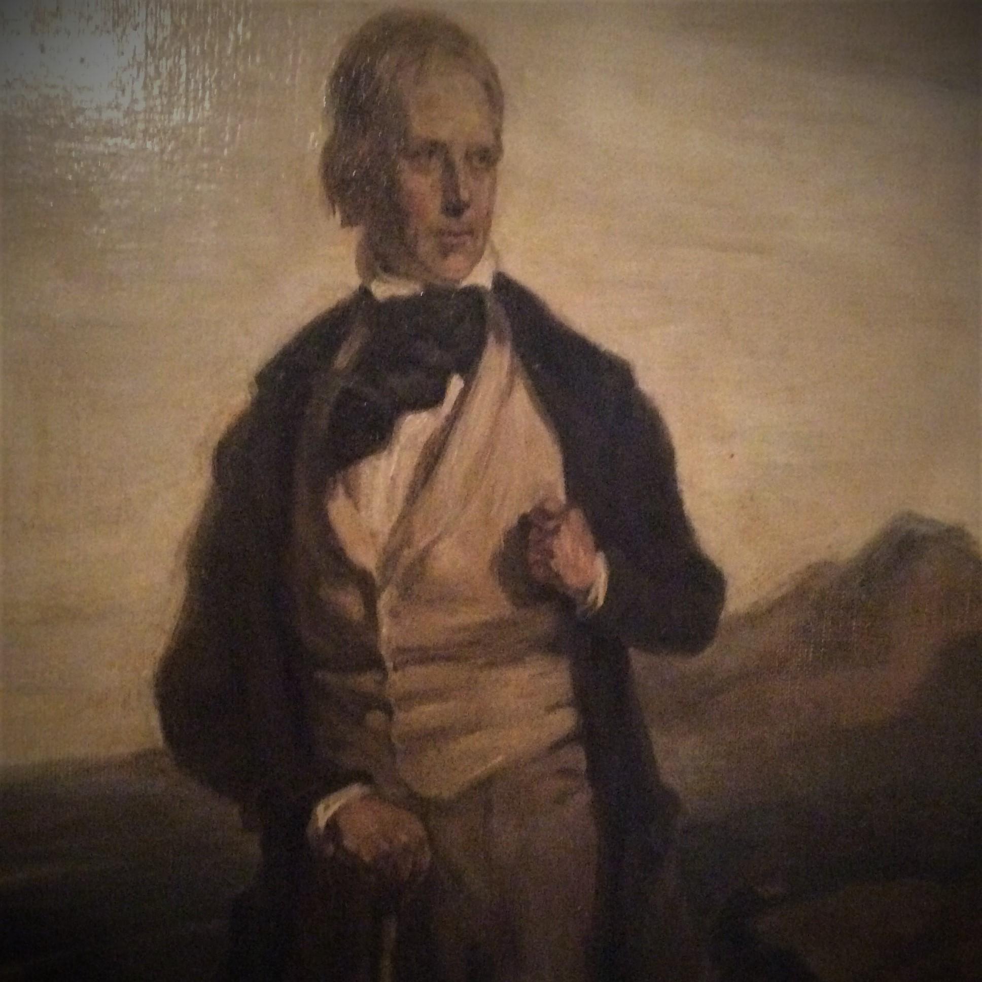 Portrait of Sir Walter Scott - 19th Century Oil, portrait painting, old master - Old Masters Painting by Unknown