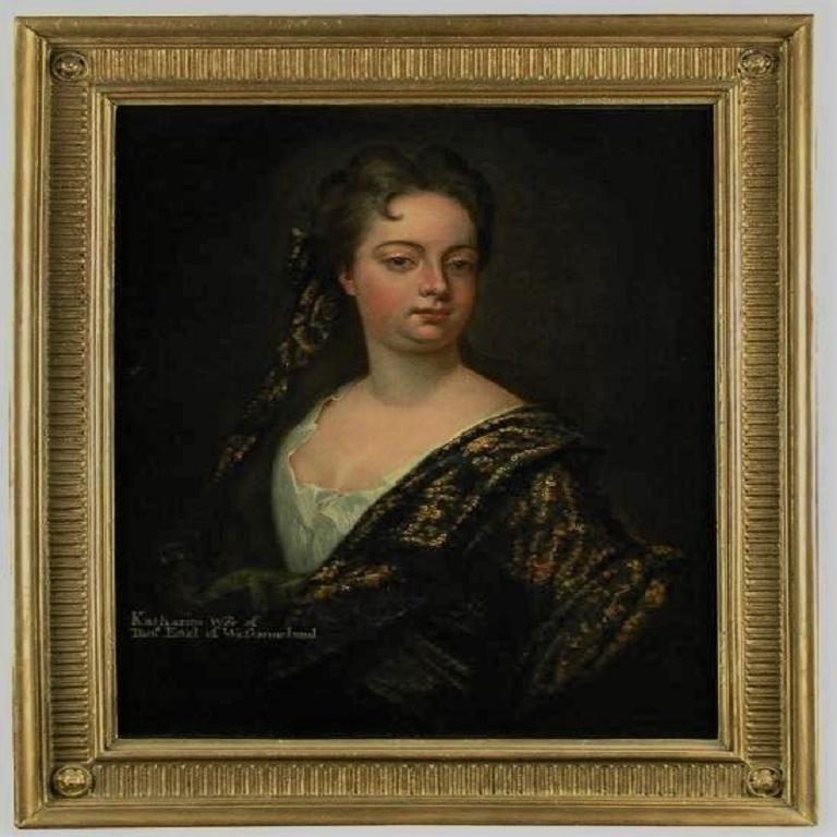 Portrait Of Katharine -17th century, old master, portrait painting, oil, kneller - Black Portrait Painting by (Circle of) Sir Godfrey Kneller