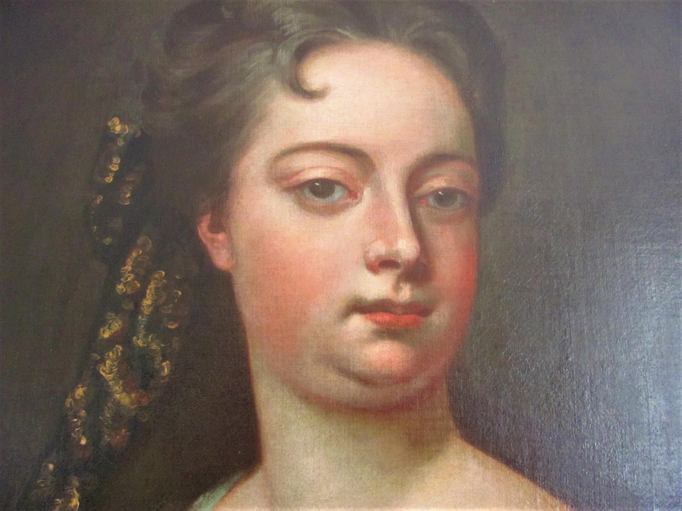 Portrait Of Katharine -17th century, old master, portrait painting, oil, kneller For Sale 2