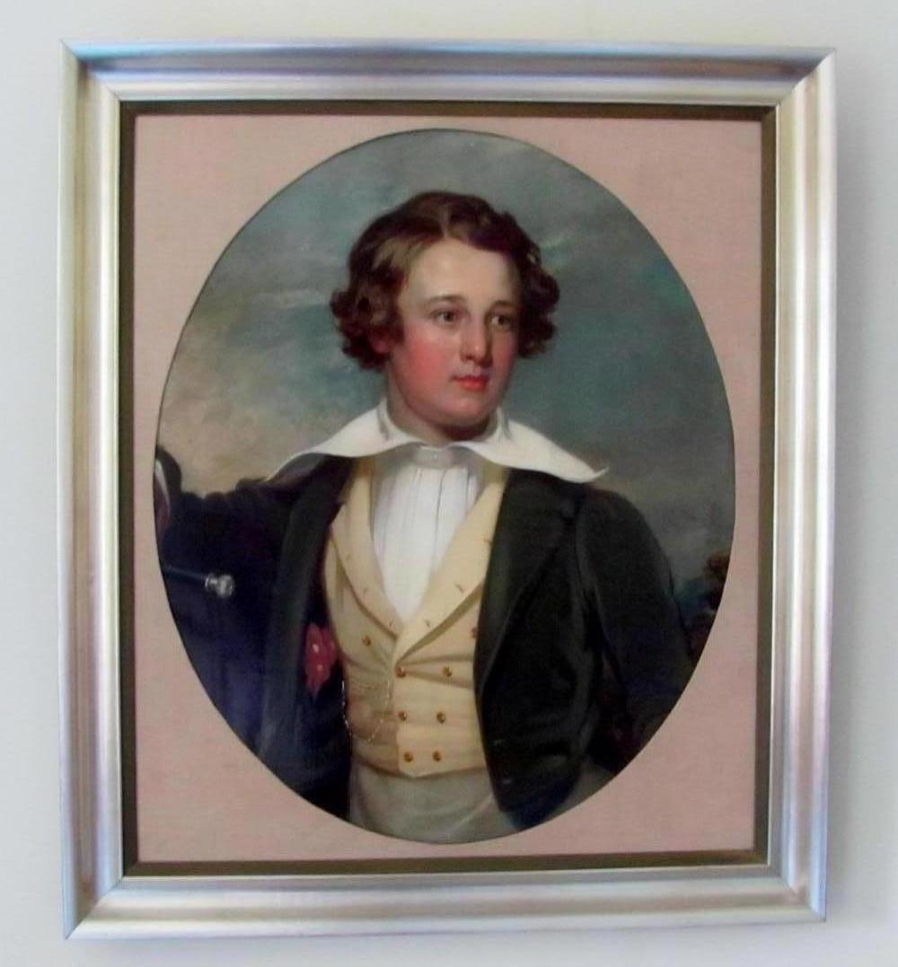 Circle Thomas Jones Barker Portrait Painting - Portrait Of A Young Man - Oil, old master, 19th century, portrait painting