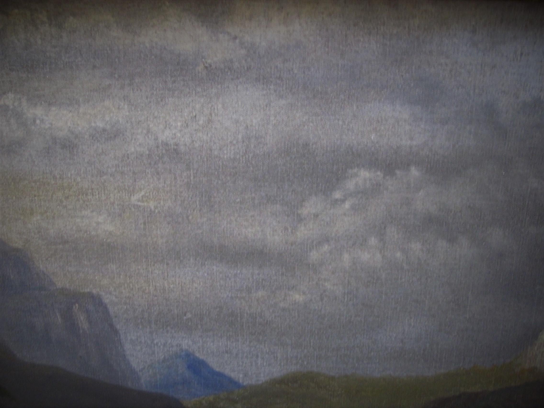 19th century oil mountain/lake- landscape  scene manner de breanski For Sale 4