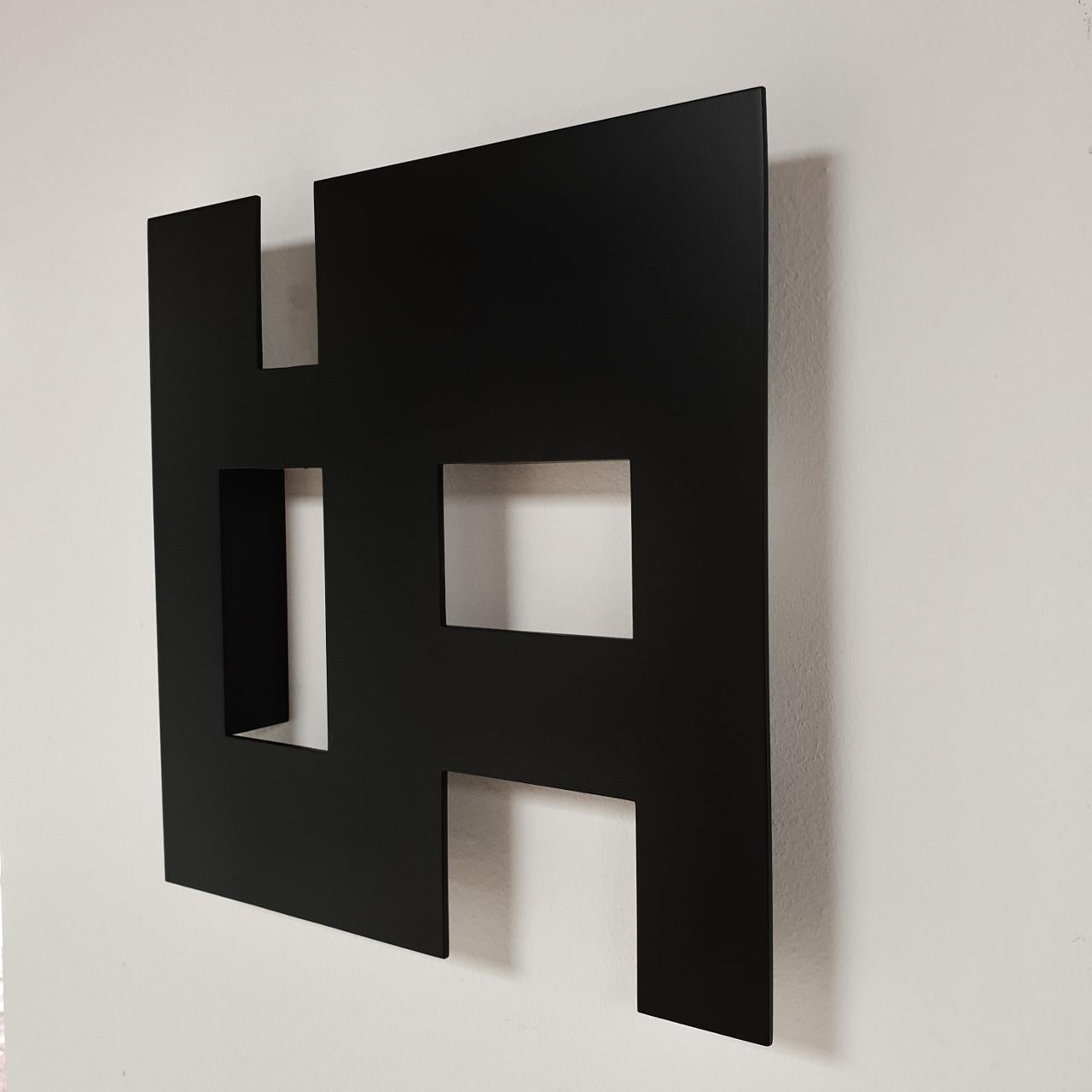 Steel 81 (ii) - contemporary modern geometric sculpture painting relief - Gray Abstract Painting by Carl Möller