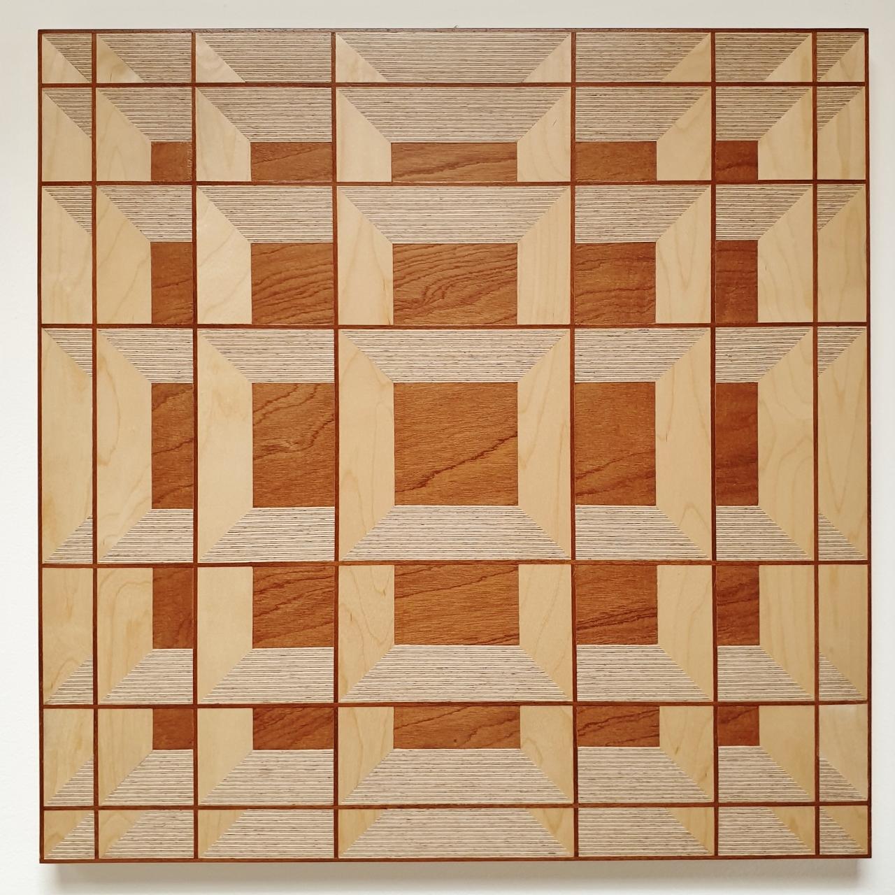 Hanneke Rijks Abstract Painting - Grid 20-01 - contemporary modern abstract geometric wood veneer painting object