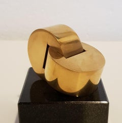 Inescapable - contemporary modern abstract geometric miniature brass sculpture