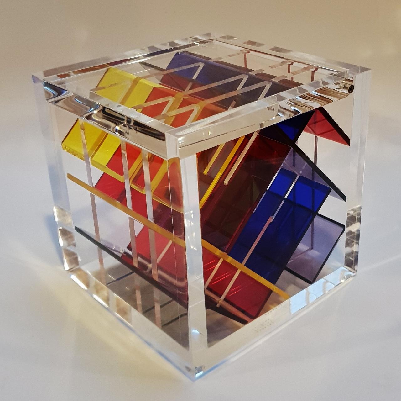 Homage to Van Doesburg - contemporary modern abstract geometric cube sculpture - Contemporary Sculpture by Haringa + Olijve