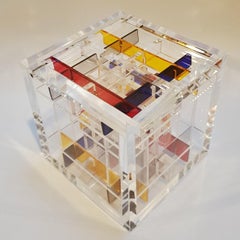 Boogie-woogie - contemporary modern abstract geometric cube sculpture
