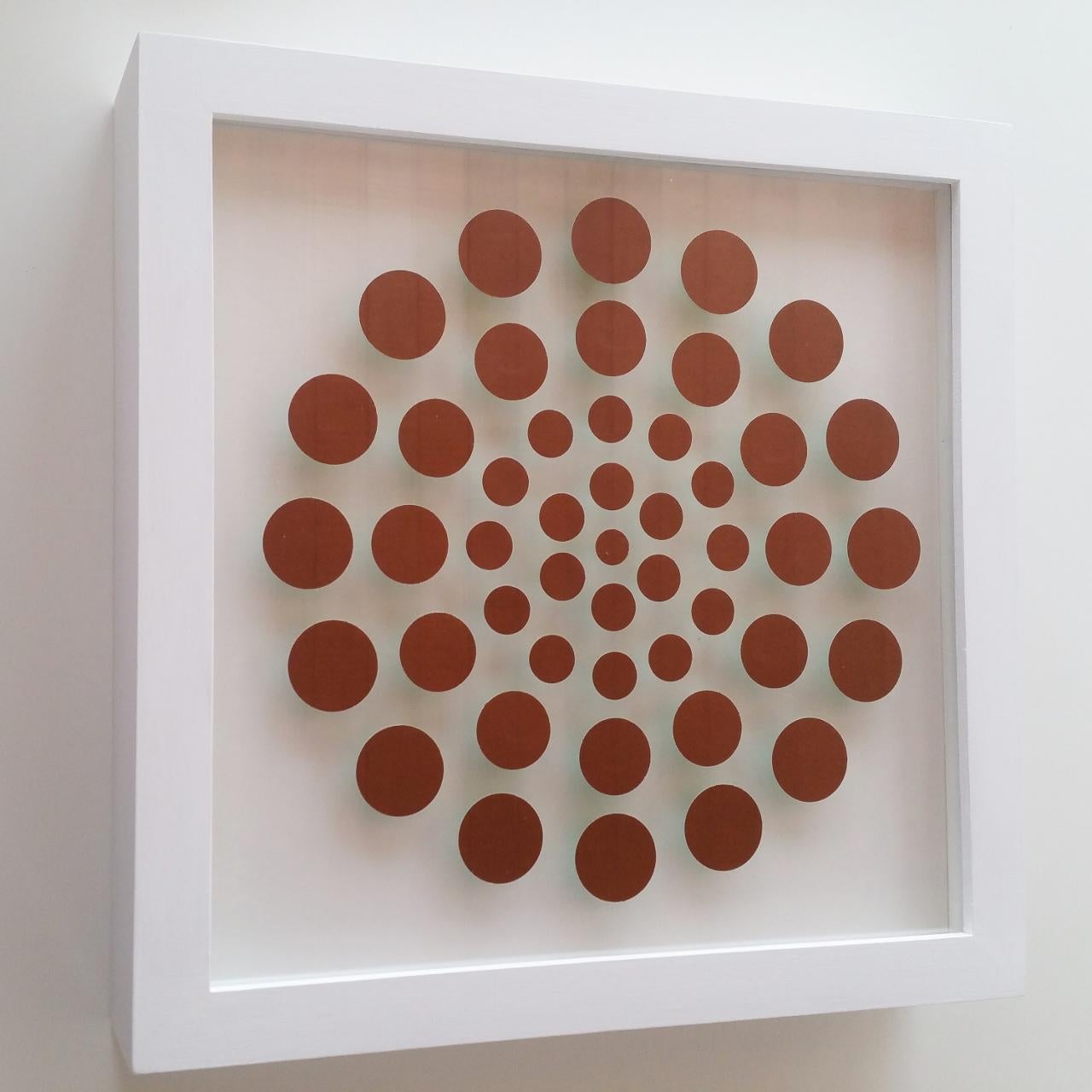47 Dots V - contemporary modern abstract geometric paper relief - Gray Abstract Painting by Eliza Kopec