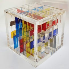 Boogie-woogie - contemporary modern abstract geometric cube sculpture