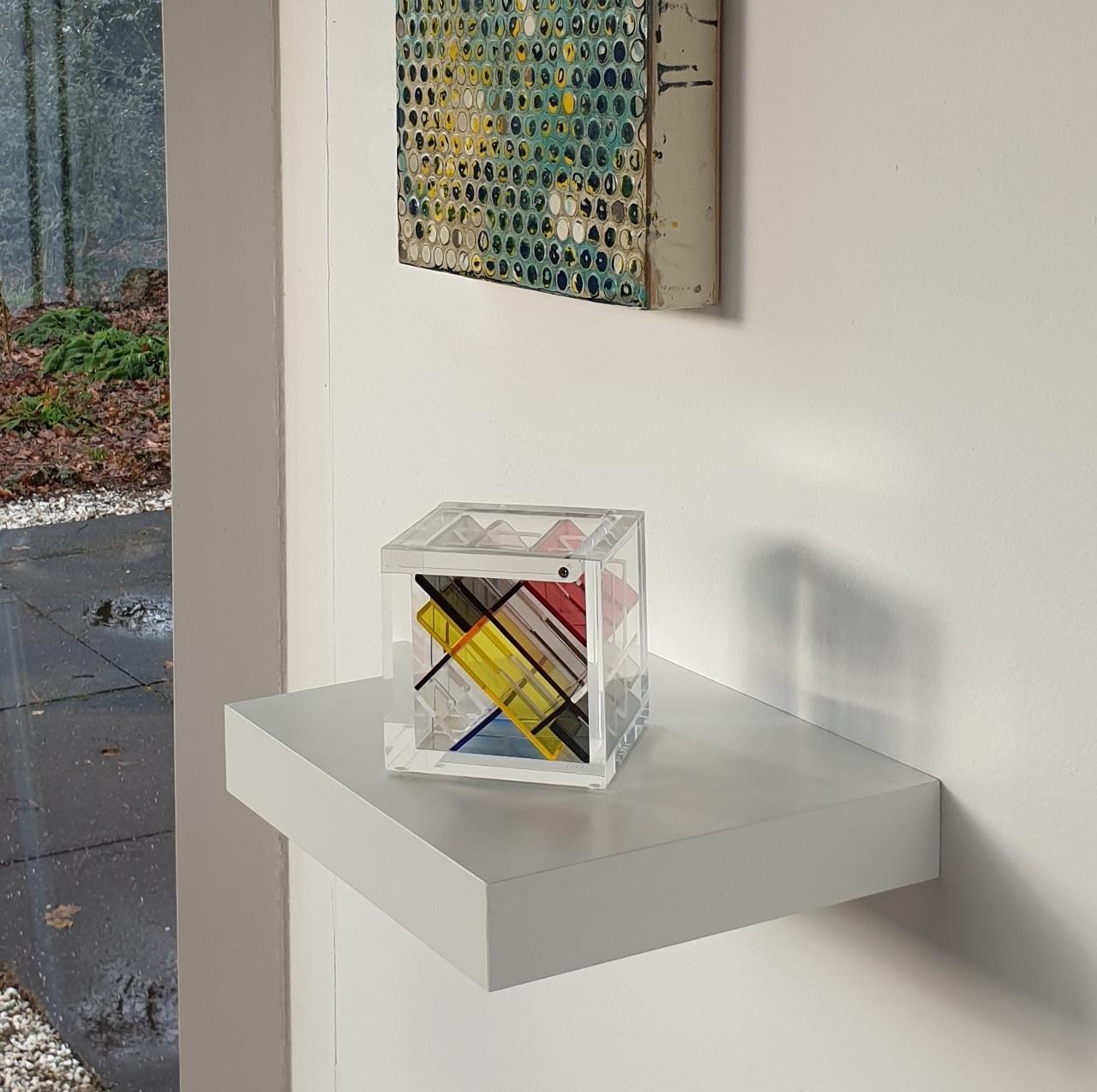 Homage to Van Doesburg - contemporary modern abstract geometric cube sculpture - Sculpture by Haringa + Olijve